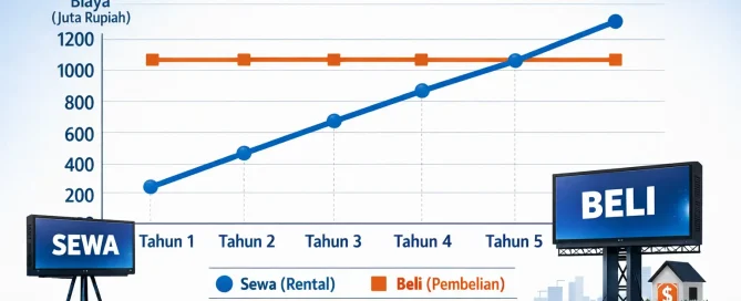 Grafik Perbandingan Biaya Sewa vs Beli Videotron dalam 5 Tahun