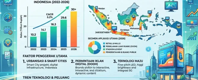 Grafik analisis potensi pasar videotron di Indonesia tahun 2026