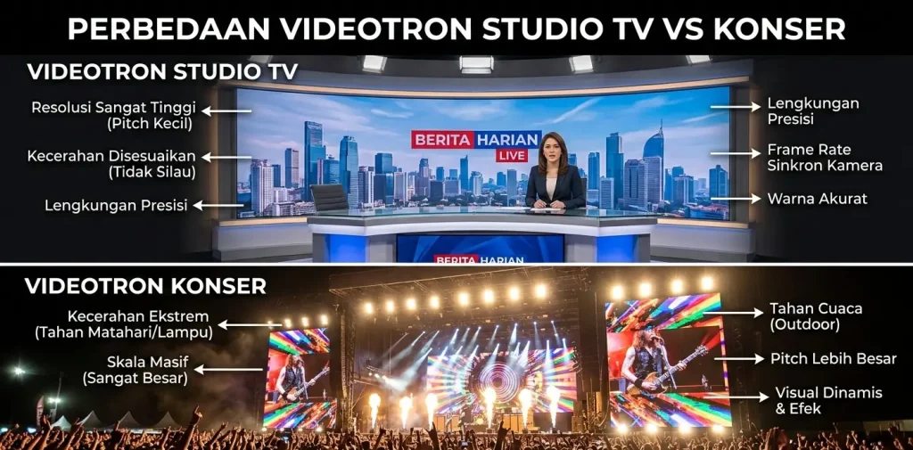 Perbedaan Videotron Studio TV vs Videotron Konser