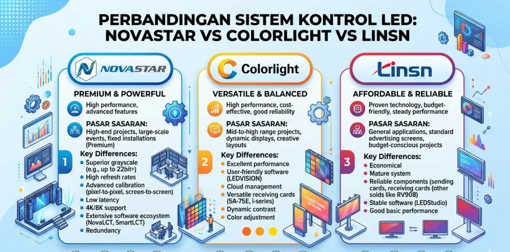perbedaan Novastar vs Colorlight vs Linsn