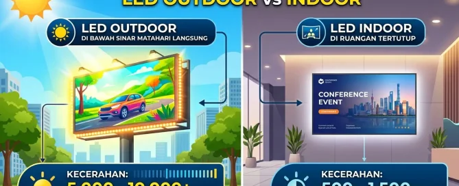 Tingkat kecerahan nits pada LED outdoor di bawah sinar matahari langsung vs LED indoor