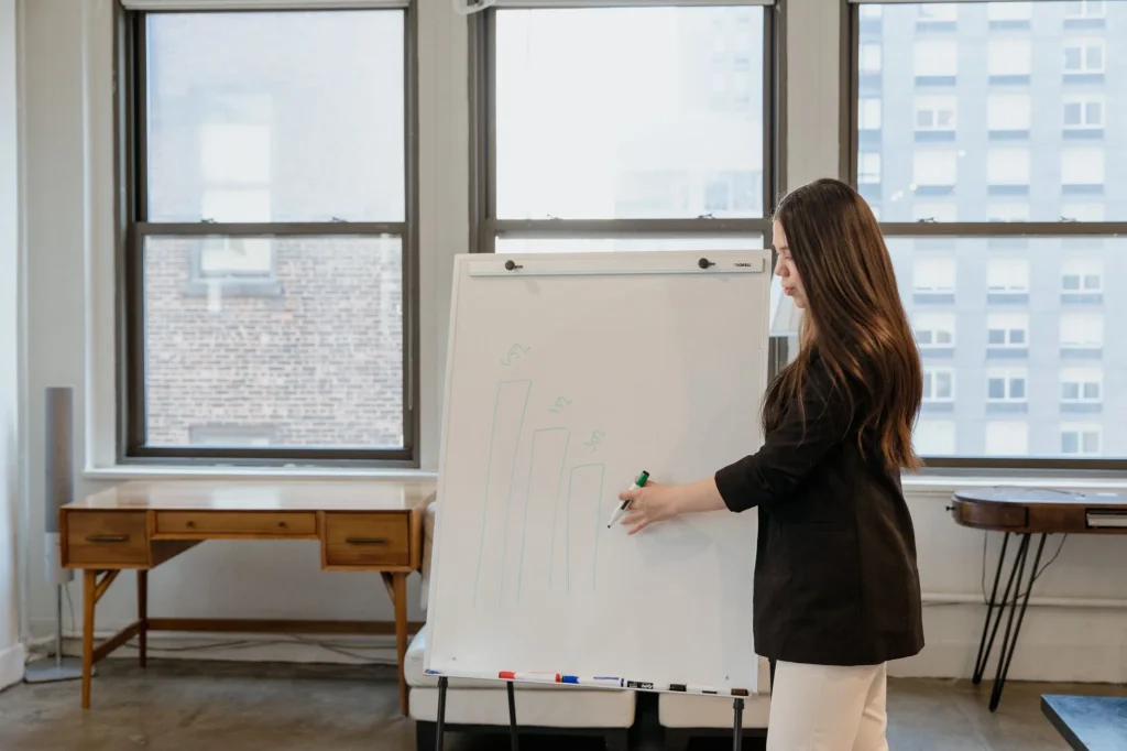 smart board design modern dengan interior kantor teknologi modern