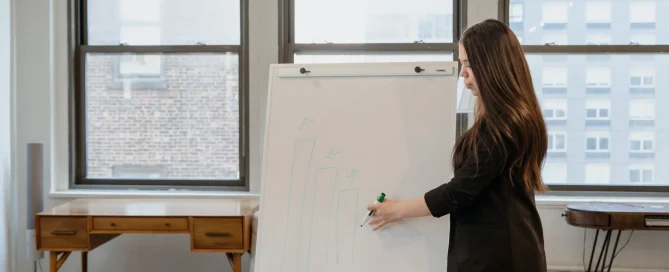 smart board design modern dengan interior kantor teknologi modern